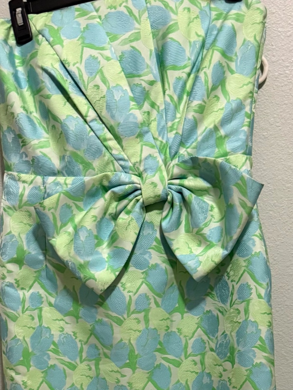 Lilly Pulitzer Tiernan Strapless Maxi Dress in Capri Blue Tulip Tango Jacquard